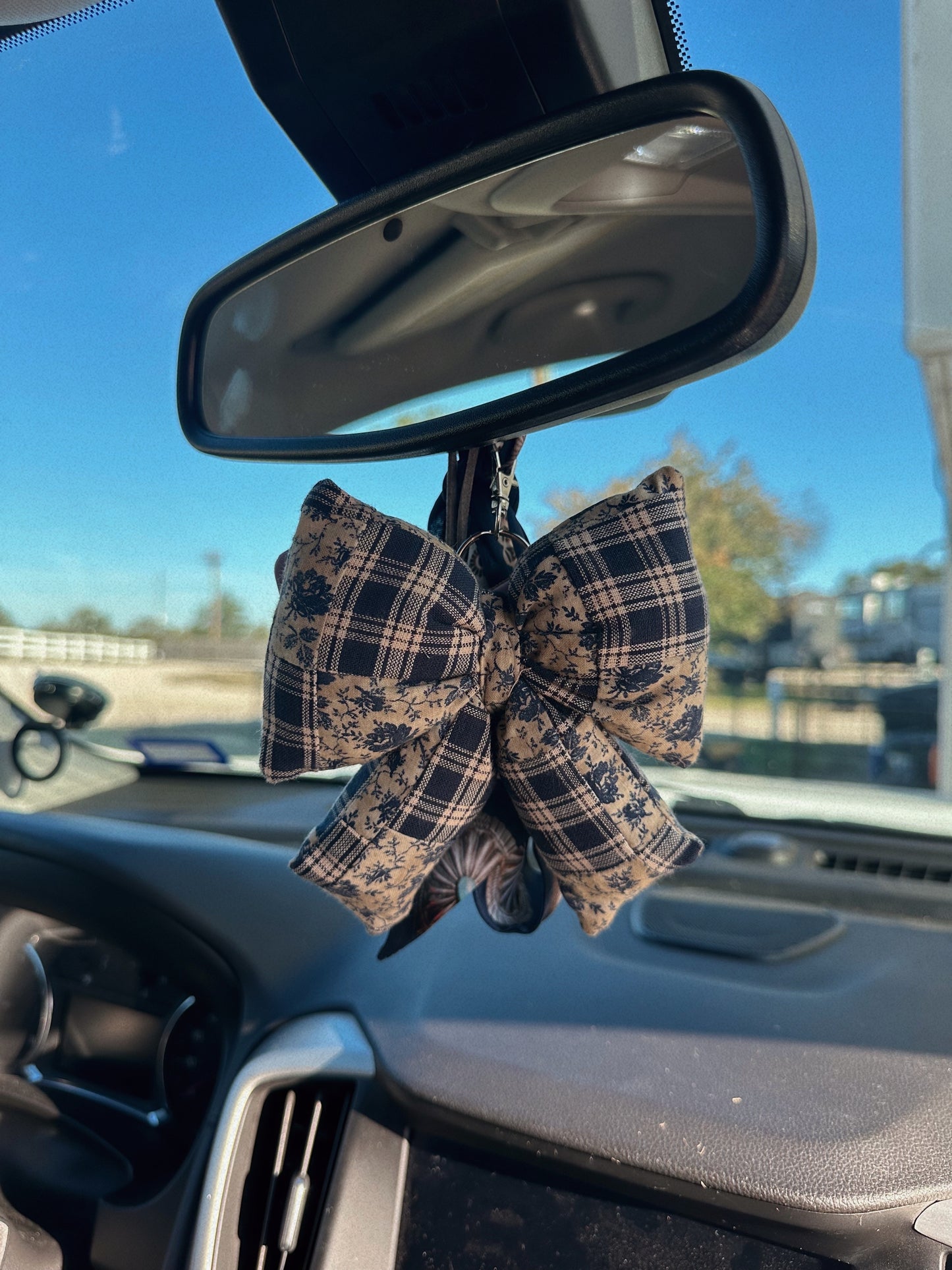 Blue Quilted Bow Keychain