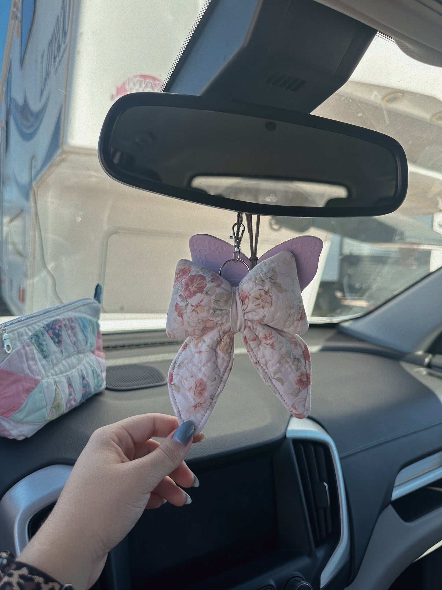 Floral Quilted Bow Keychain