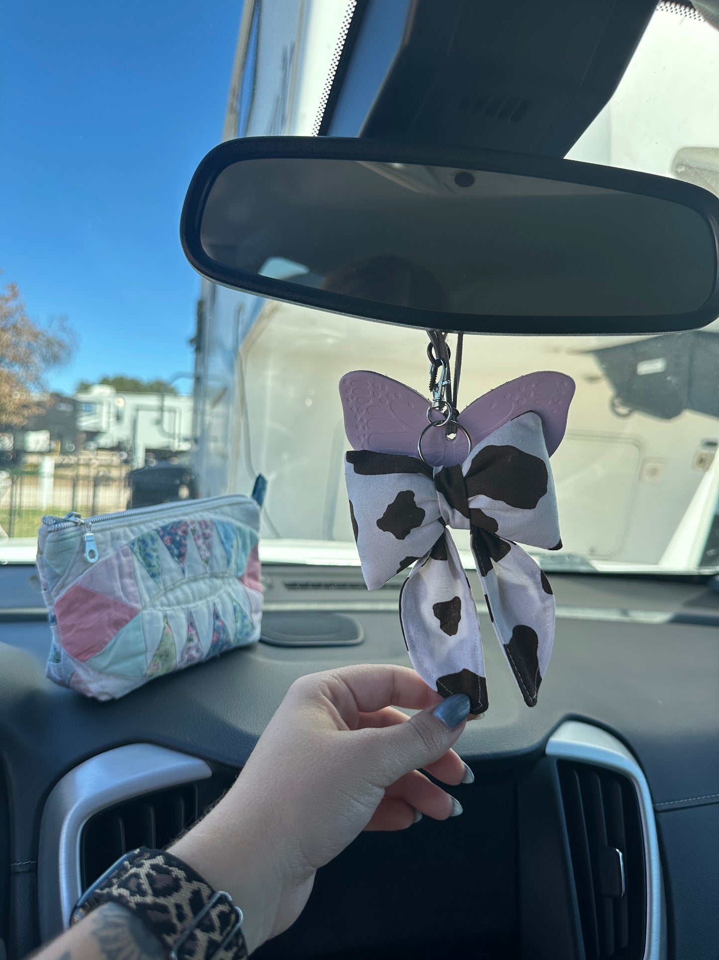 Cowprint Bow Keychain (2)