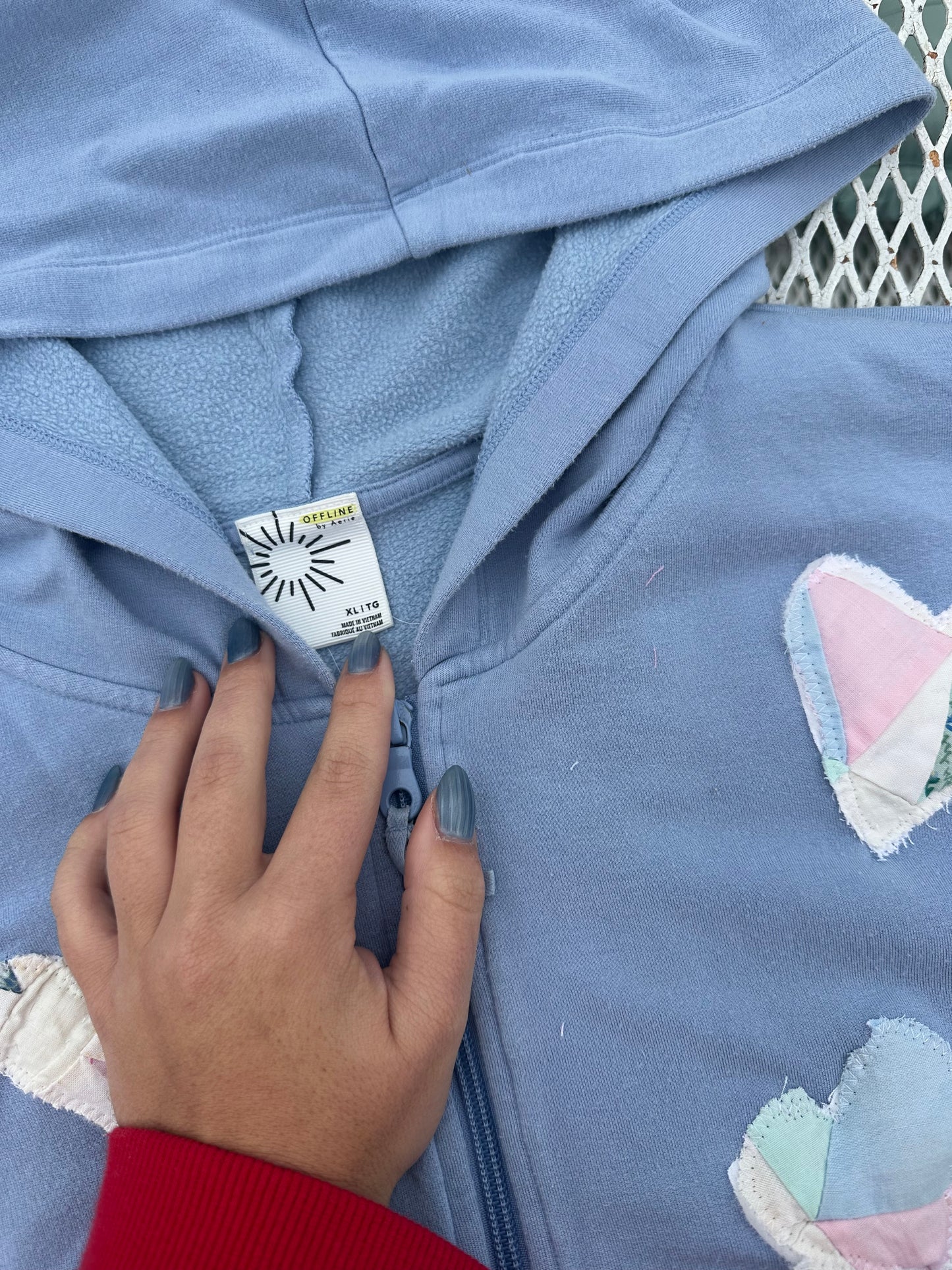 BLUE HEARTS ZIP UP (XL)