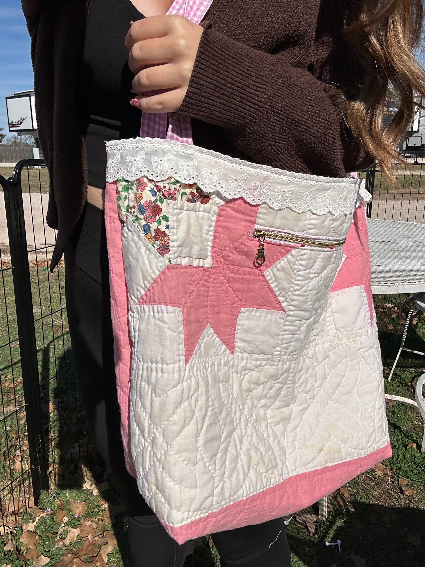 Pink Lace Tote