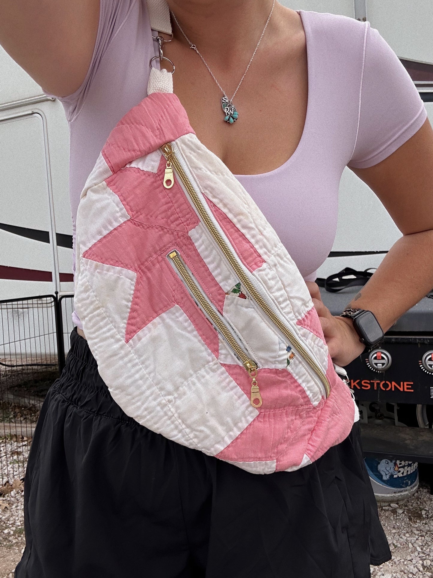 Pink Gold Zipper Fanny