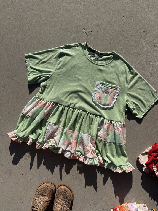 GREEN + CORAL RUFFLE REWORK (XL)