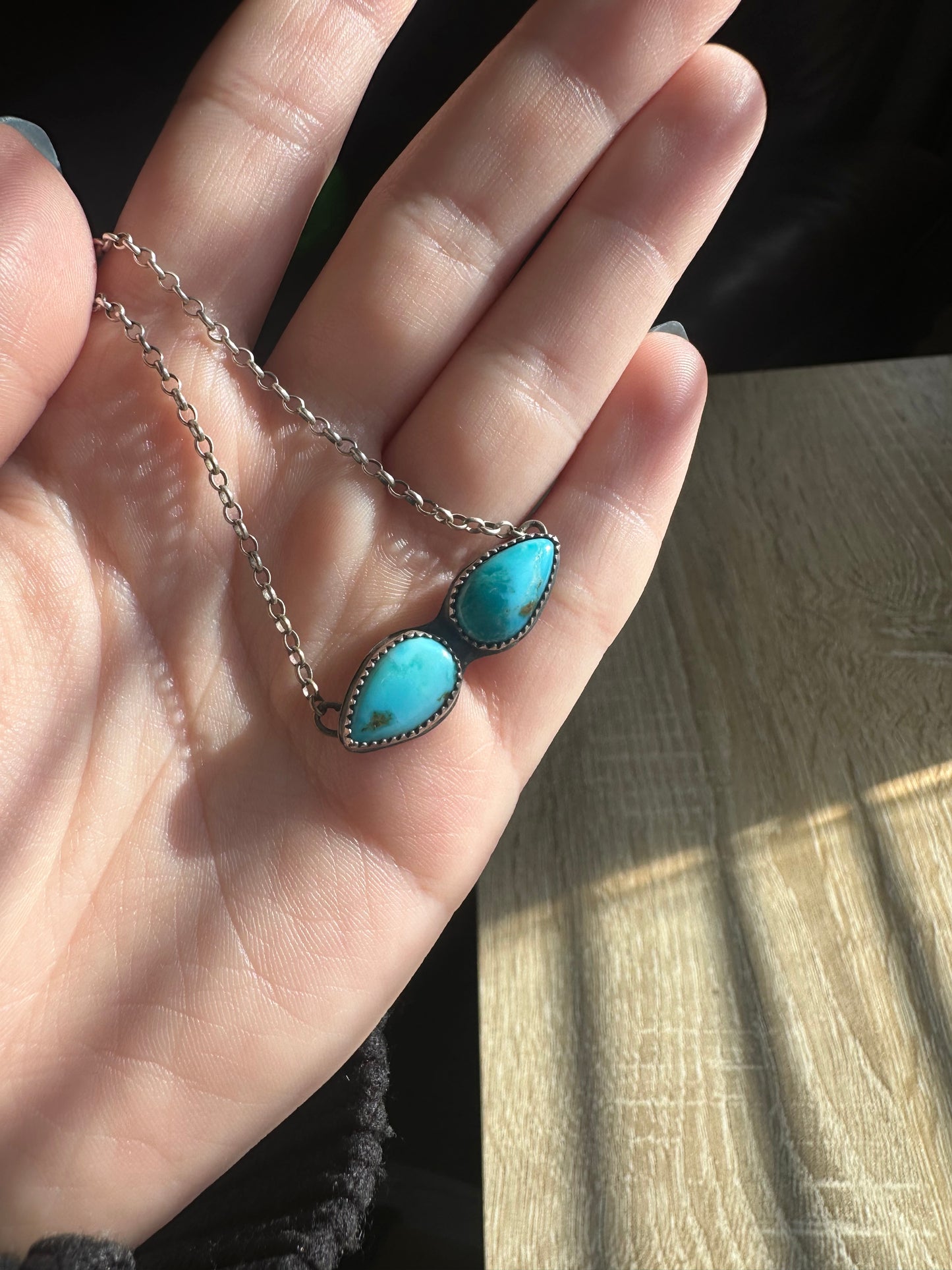 TURQUOISE DOUBLE STONE NECKLACE