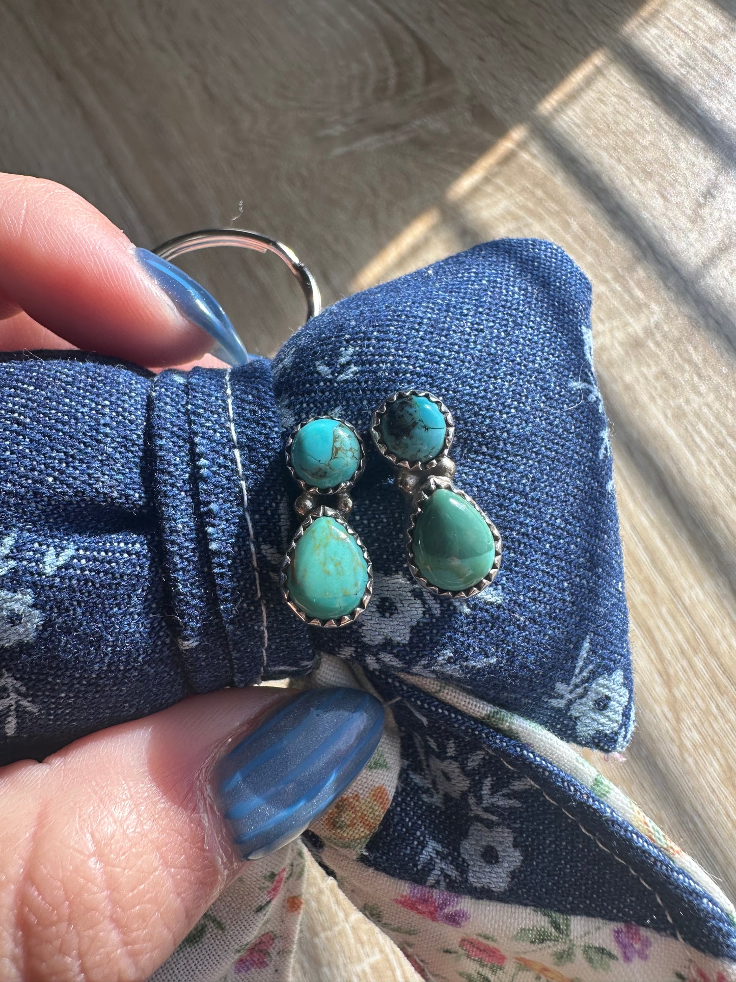 DOUBLE STONE TURQUOISE STUDS