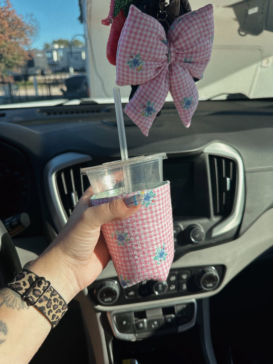 PINK GIGHAM KOOZIE