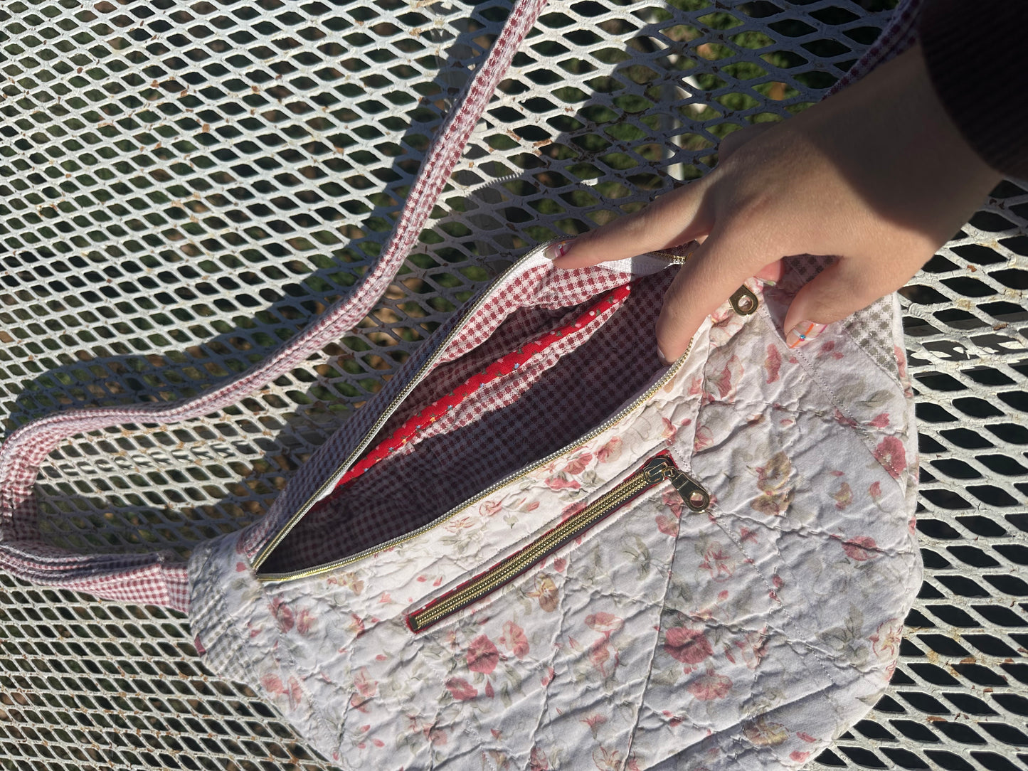 Gingham Floral Bum bag (3)