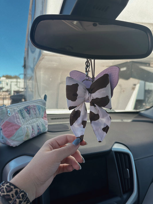 Cowprint bow keychain