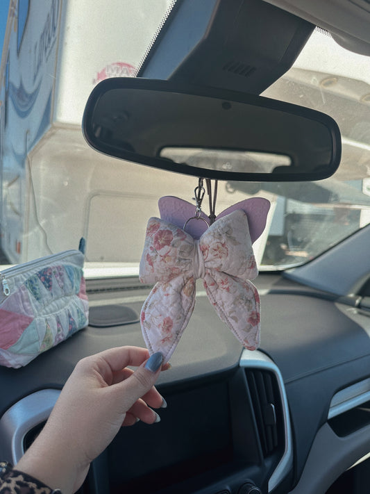 Floral Quilted Bow Keychain