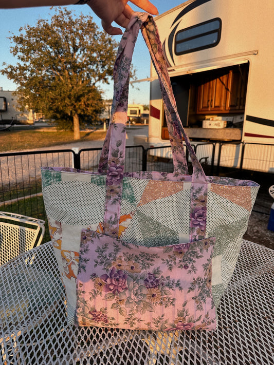 PURPLE FLORAL WIVES EVERYTHING TOTE