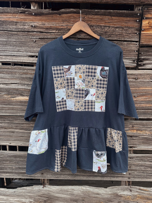FLORAL CHICKEN QUILTED REWORK (XL)